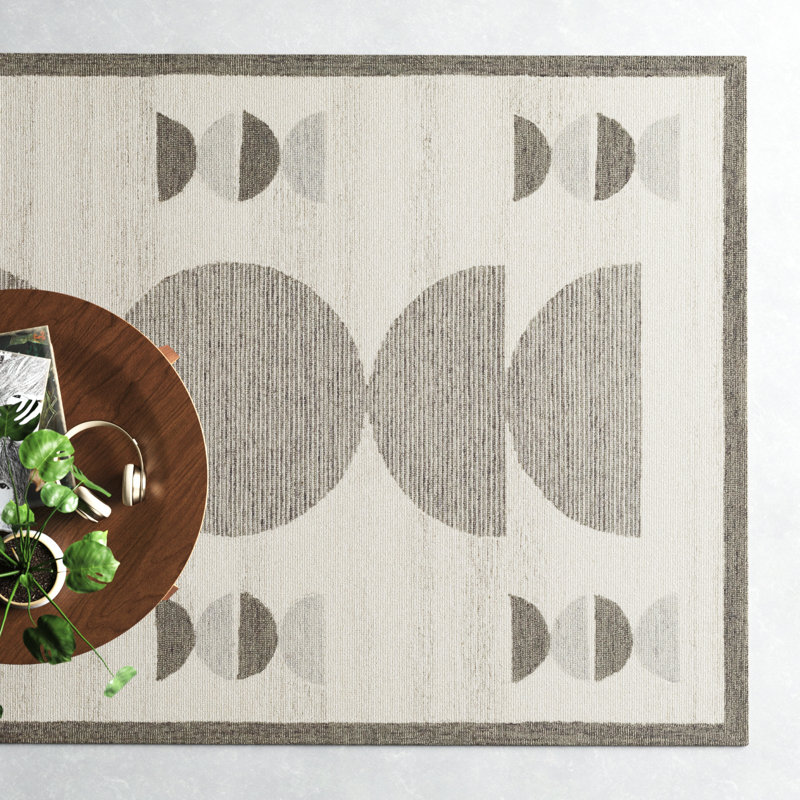 AllModern Uptown Handmade Hand Tufted Wool Gray/Cream Rug Wayfair